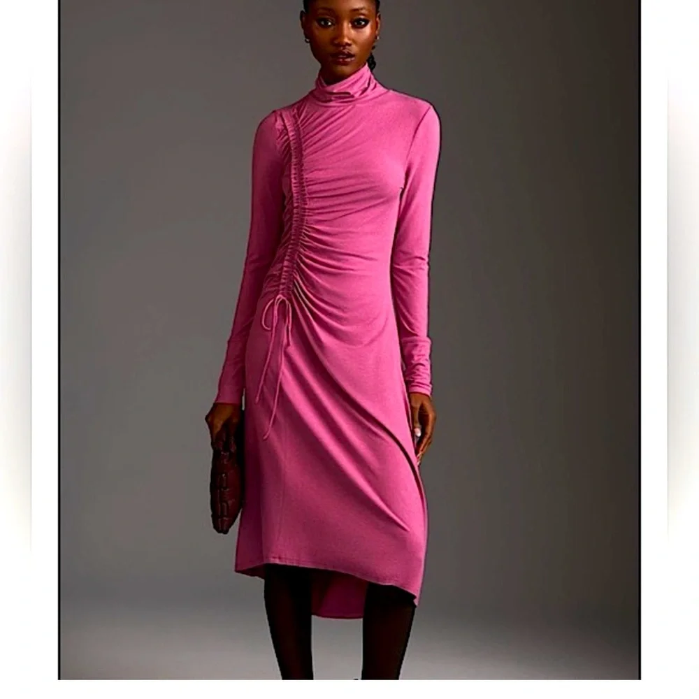 Daily Practice by Anthropologie Ruched Dress in Raspberry. Size M NWOT - Picture 2 of 14